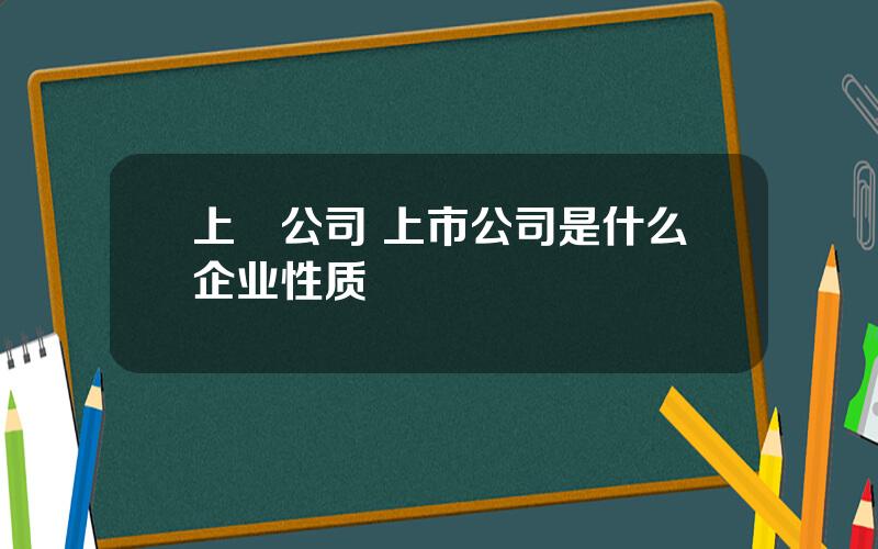 上巿公司 上市公司是什么企业性质